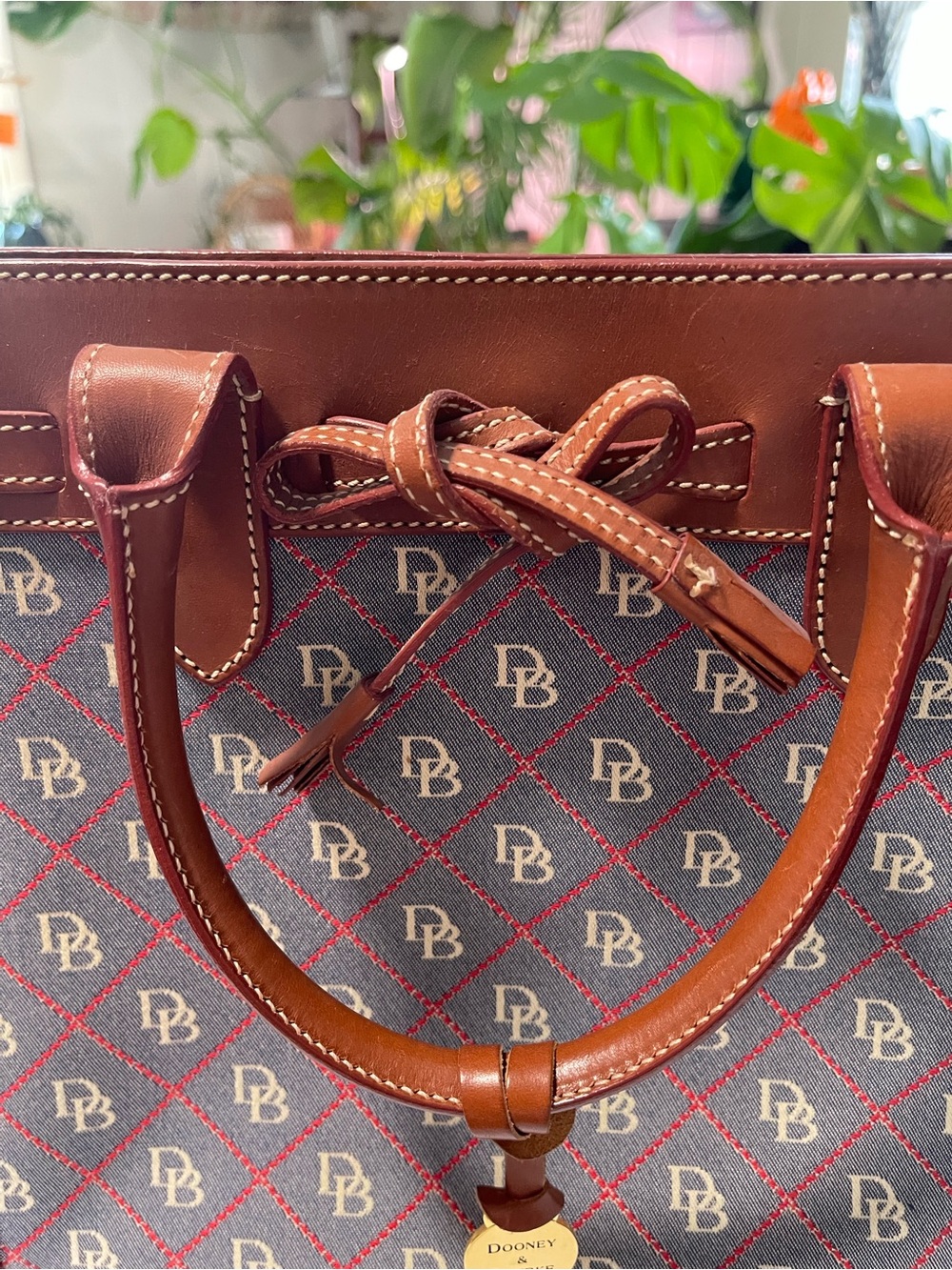 Dooney & Bourke Elite Alto Y2K Signature Monogram Canvas and Leather Tassel Tote - Picture 6 of 14